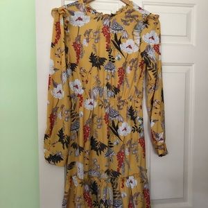 Yellow Floral Peasant Dress